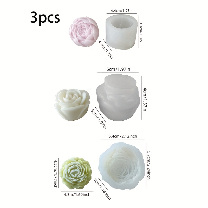 Soap Making Gel - 3 Set cetakan lilin silikon bermotif