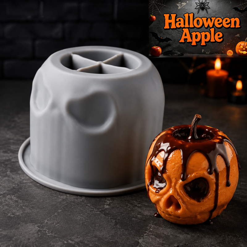 Soap Making Easy - Cetakan silikon apel tengkorak Halloween, desain