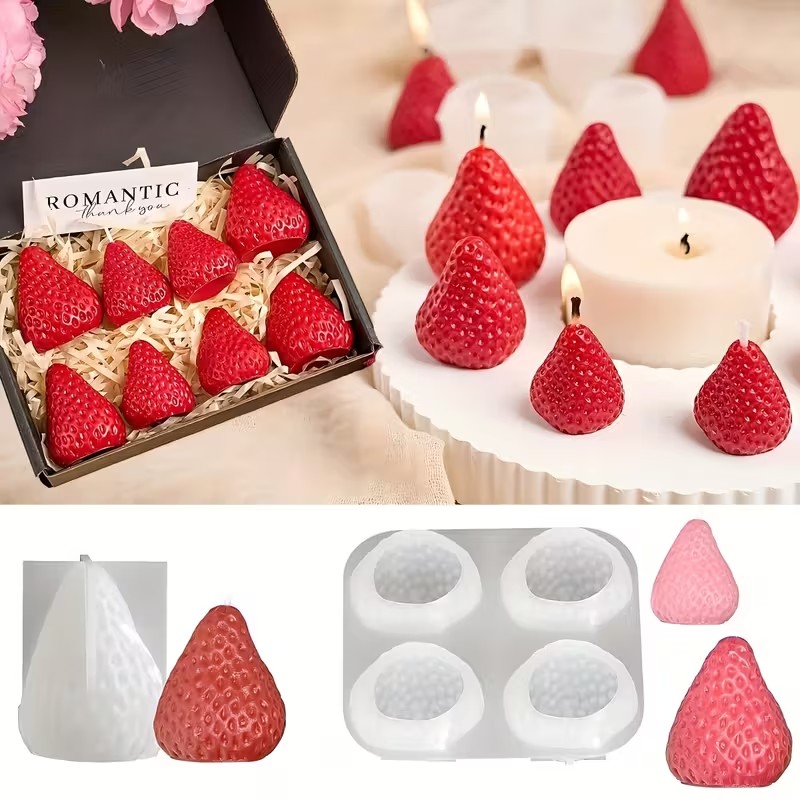 Soap Making Store - Cetakan Lilin Silikon Bentuk Stroberi untuk