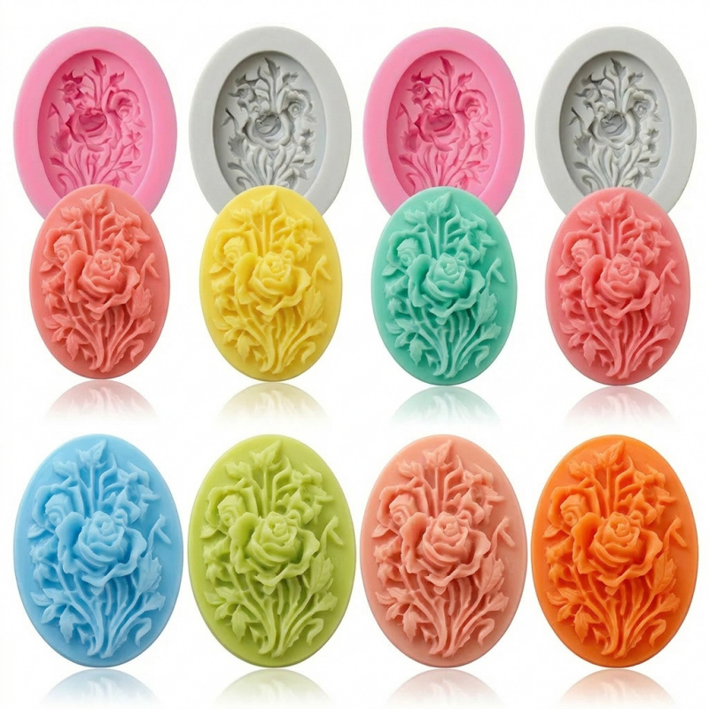 Soap Making Gel - 4 cetakan silikon berbentuk bunga, cetakan