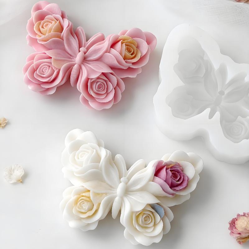 Soap Making Store - Cetakan Silikon Bentuk Kupu-kupu Mawar DIY,