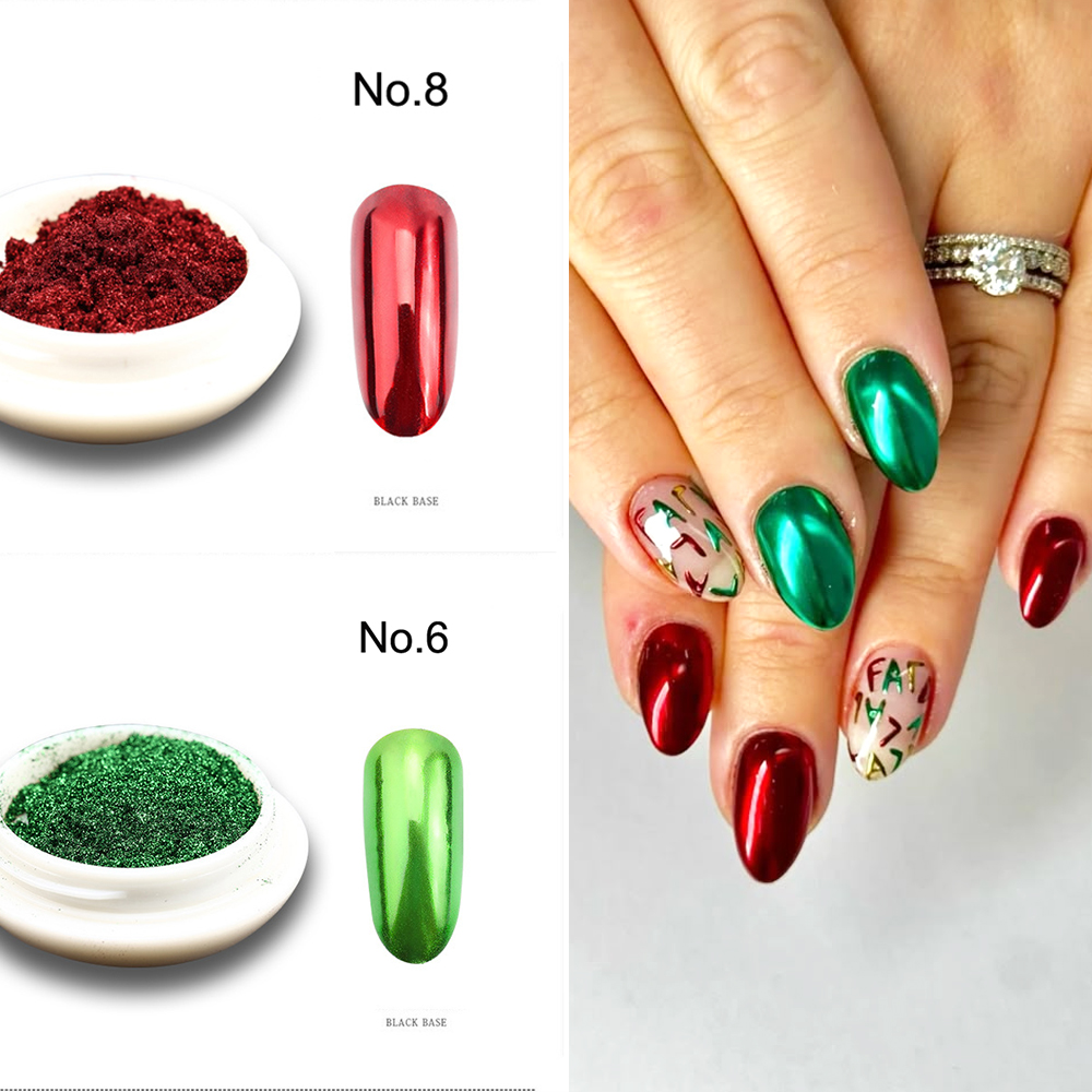 Mica Powder Colorant - 2 Kotak/Set Bubuk Glitter Kuku Cermin