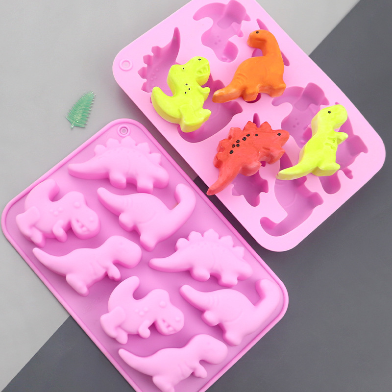 Soap Making Supplies Australia - Cetakan Kue Silikon Kartun 8 Dinosaurus